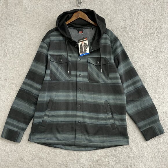 NEW Quiksilver Men's L Hooded Button-Up Flannel Shirt Jacket - Picture 4 of 11